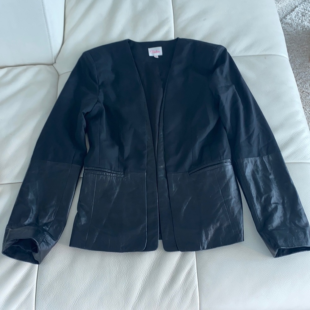 Parker blazer with leather trim